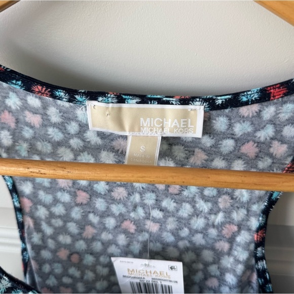 NWT Michael Kors Printed Sleeveless Tank Top Link Straps Size S Midnight Blue - Picture 4 of 5